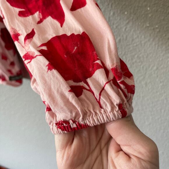 Matilda Jane Miri Floral Jeweled Tunic Mandarin Collar Ruffle Blouse Medium - Picture 4 of 11